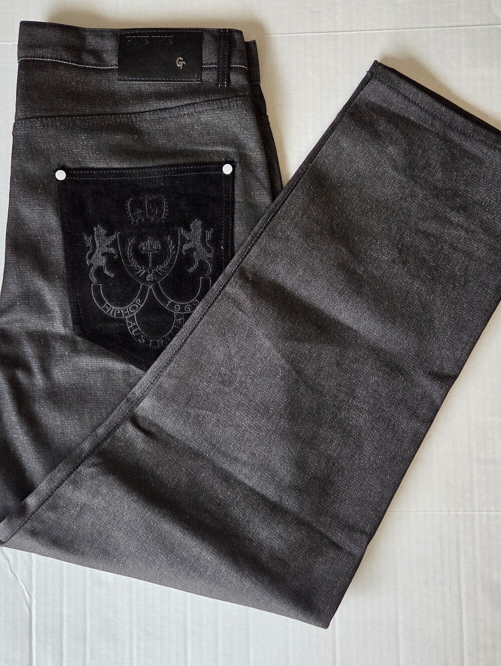 Game Time Y2K Hip-Hop Life Baggy Jeans Men's 38x31 Black Velvet Pockets NWOT